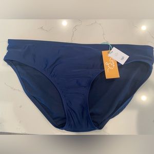 NWT WOMENS CLASSIC FULL COVERAGE BIKINI BOTTOM KONA SOL NAVY BLUE LARGE